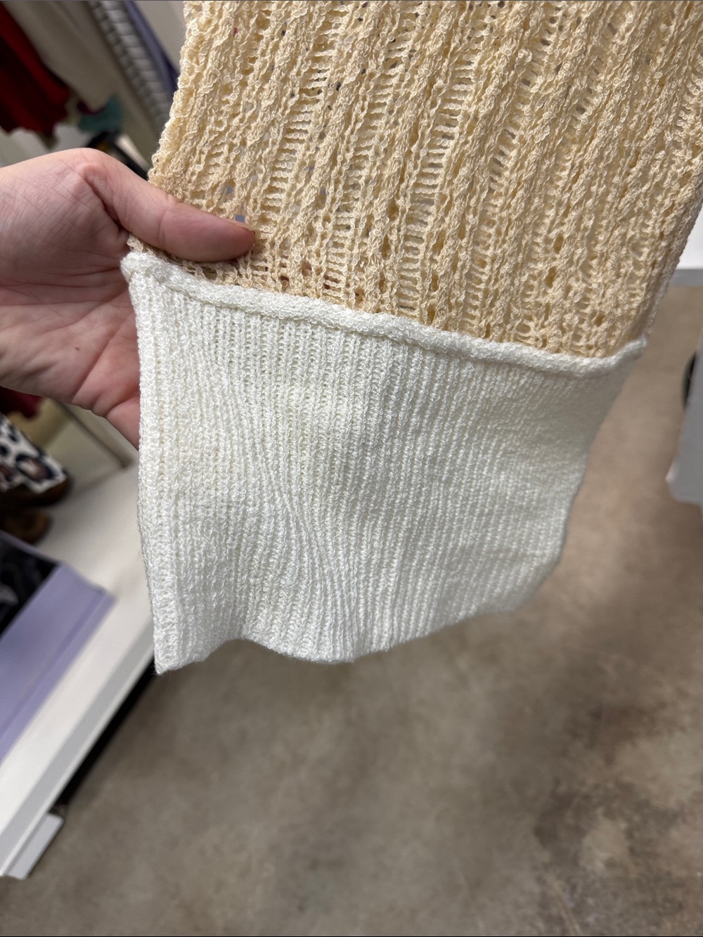 NWOT POL Lavender, Cream and Tan Mixed-Knit Hooded Cardigan - Picture 3 of 6